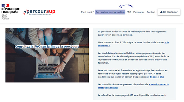 Rechercher une formation Parcoursup